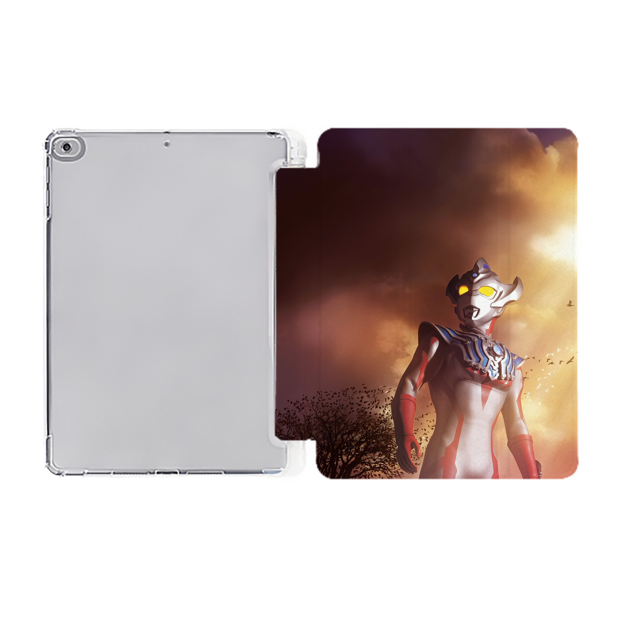 （画像用） ウルトラマン Ultraman IPad ケース ペン収納付き 三つ折りスタンド PUレザー×シリコン 対応機種9.5/10.5/10.9インチ